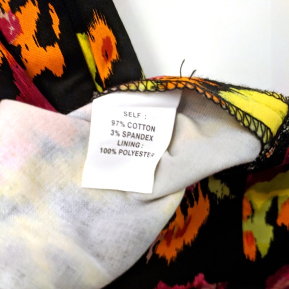 NWT Kay Unger Fit & Flare Neon Black Floral Dress - Size 6 - Picture 7 of 8